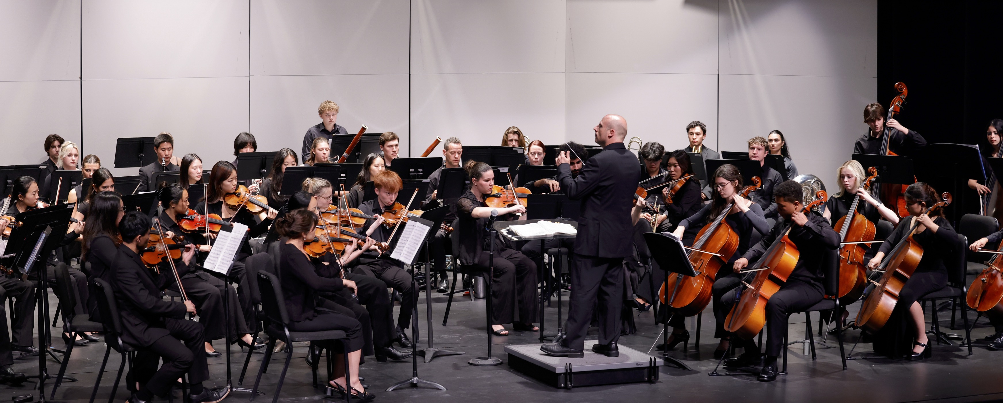 Image of orchestra onstage conducted by Beau Benson