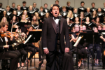 Choir and orchestra Christmas performance onstage